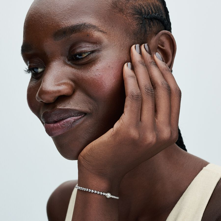 Pandora Treated Freshwater Cultured Pearl &amp; Beads Silver Bracelet