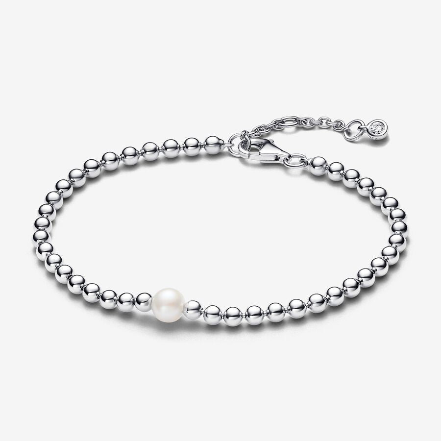 Pandora Treated Freshwater Cultured Pearl &amp; Beads Silver Bracelet