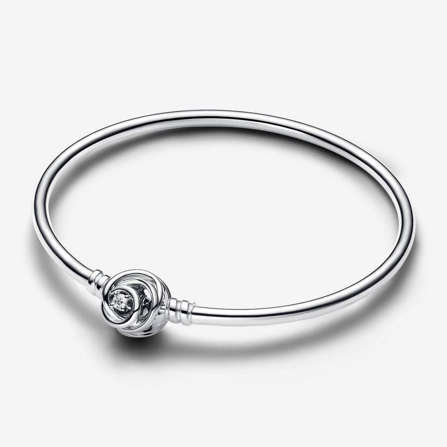 Pandora Moments Encircled Clasp Bangle Silver