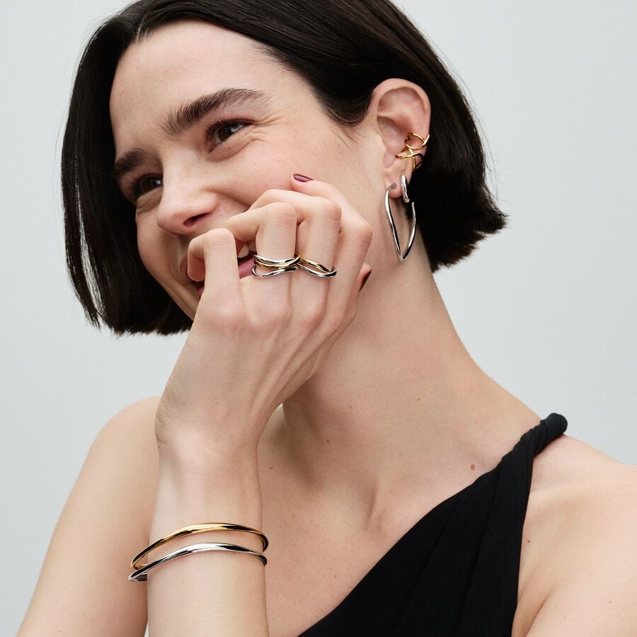 Pandora Organically Shaped Silver Bangle