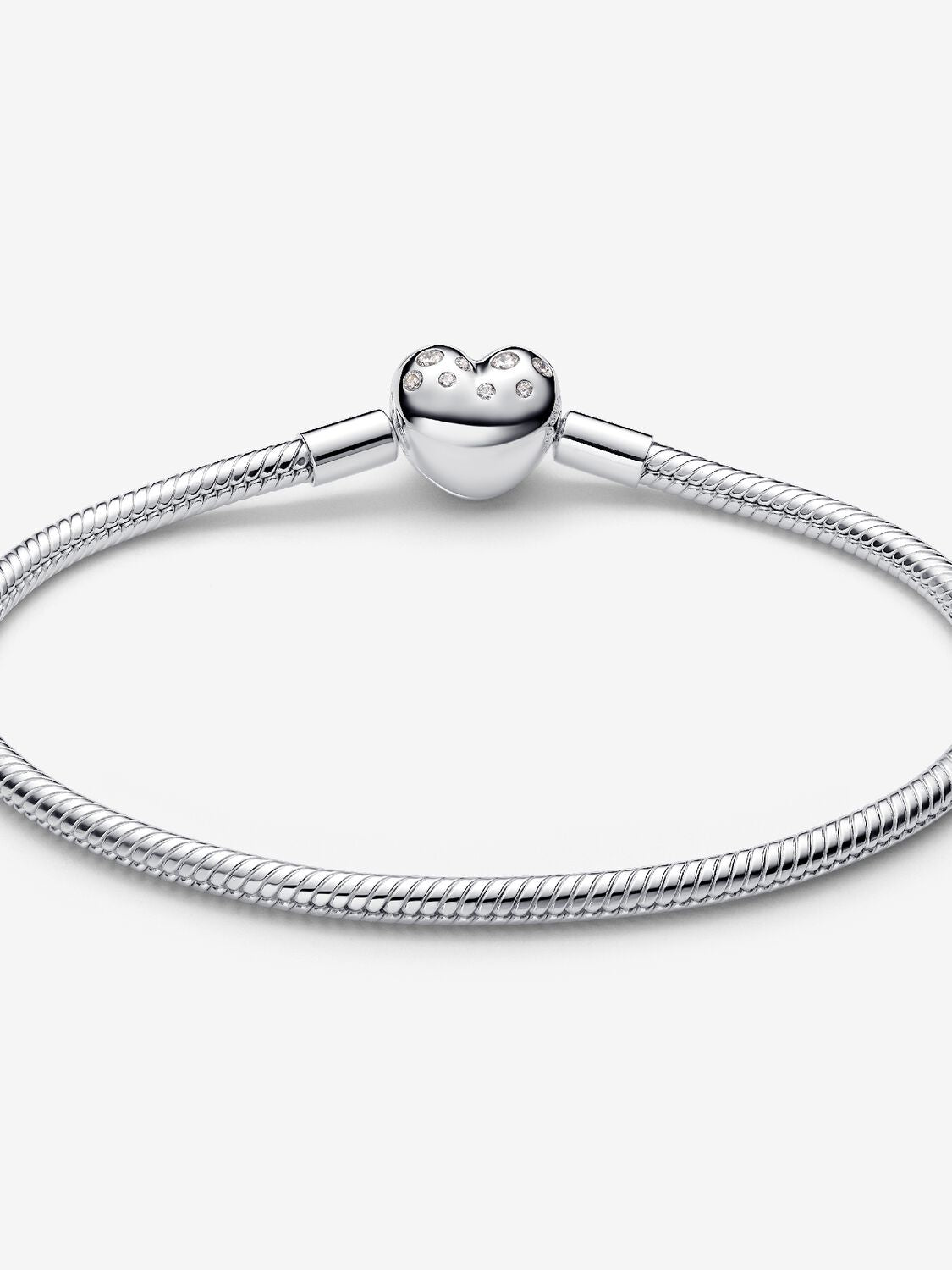 Pandora Lab-grown Diamond Heart Clasp Snake Chain Bracelet
