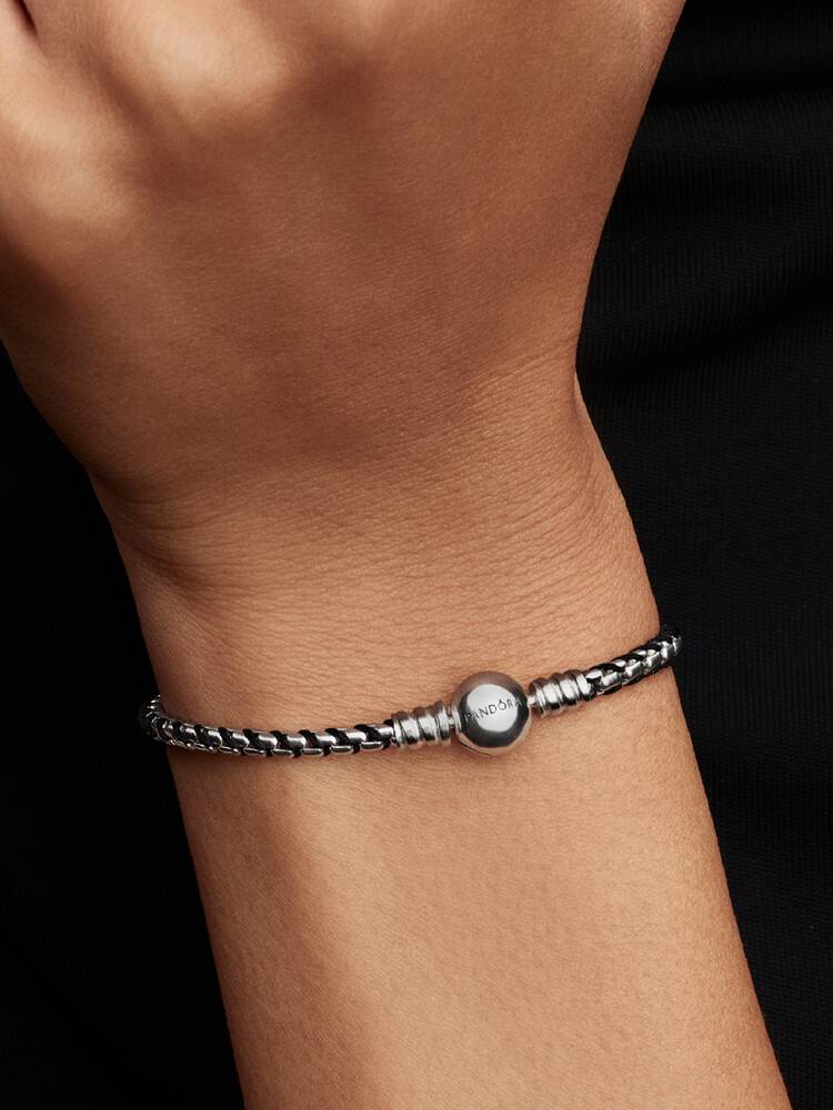 Pandora Black Cord Box Chain Bracelet