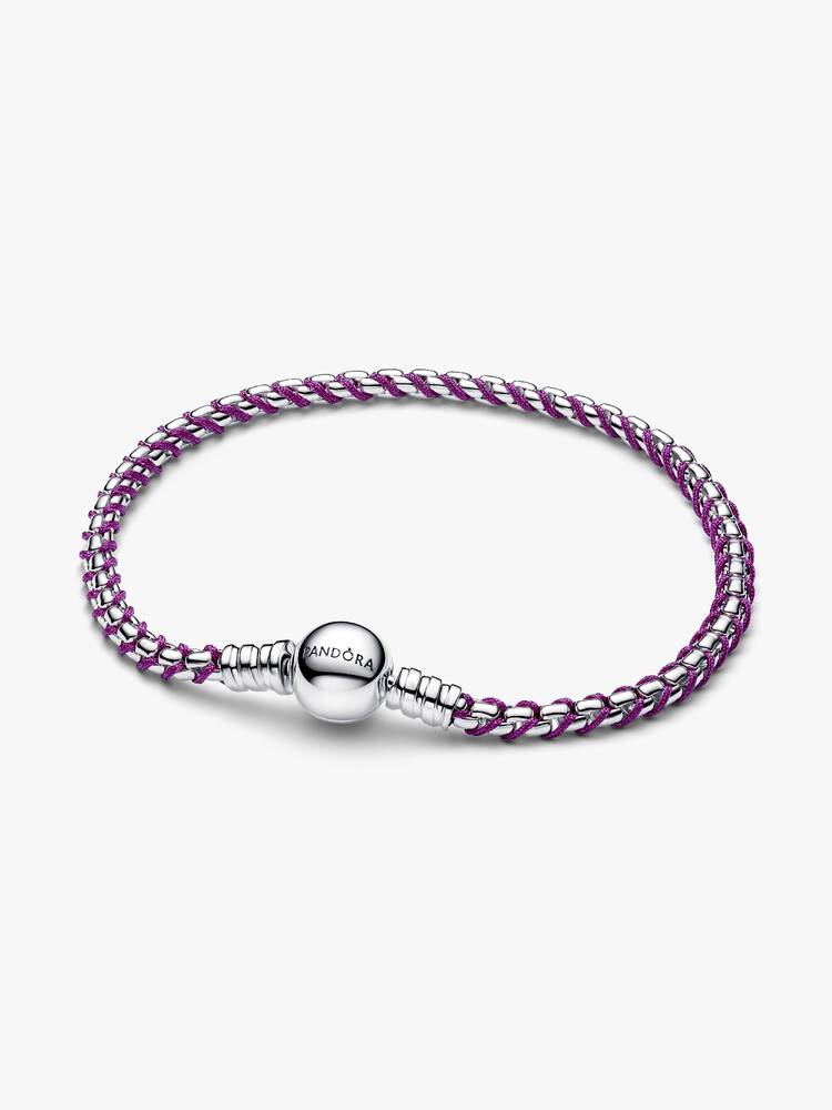 Pandora Purple Cord Box Chain Bracelet
