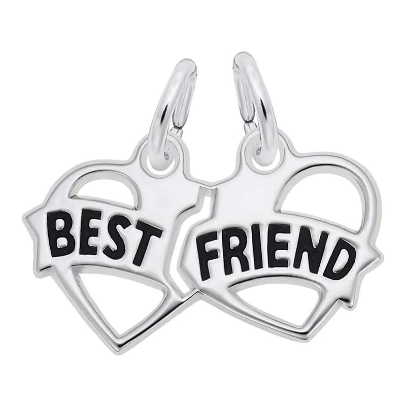 Sterling Silver Best Friend Hearts Charm