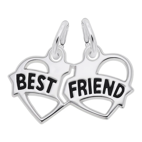 Sterling Silver Best Friend Hearts Charm