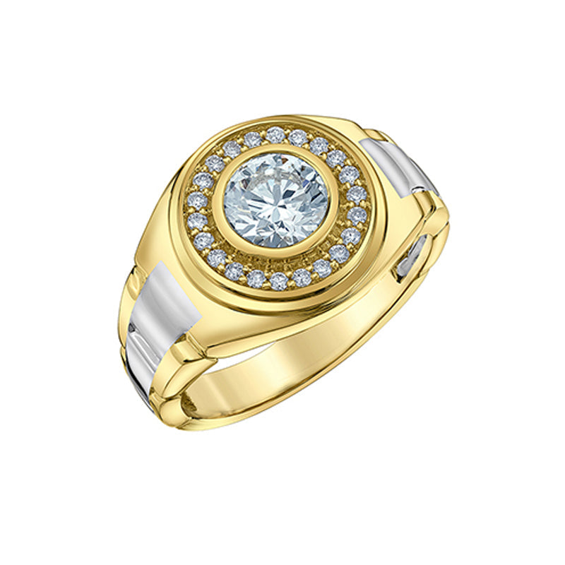 1.75TDW Lab Grown Diamond Ring in 14K Yellow and White Gold