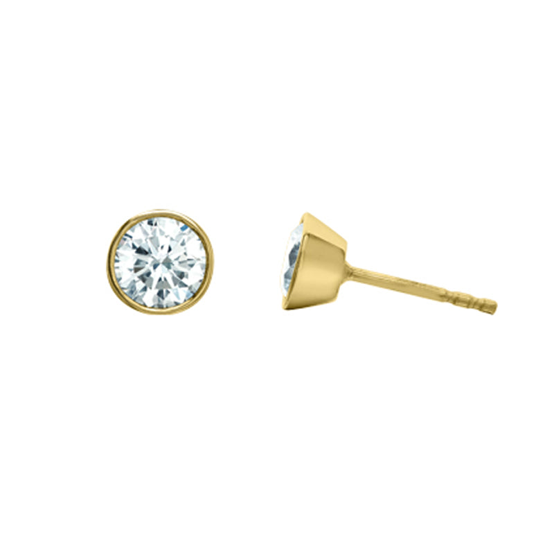 10K Yellow Gold 1.00TDW Lab Grown Diamond Solitare Bezel Earrings