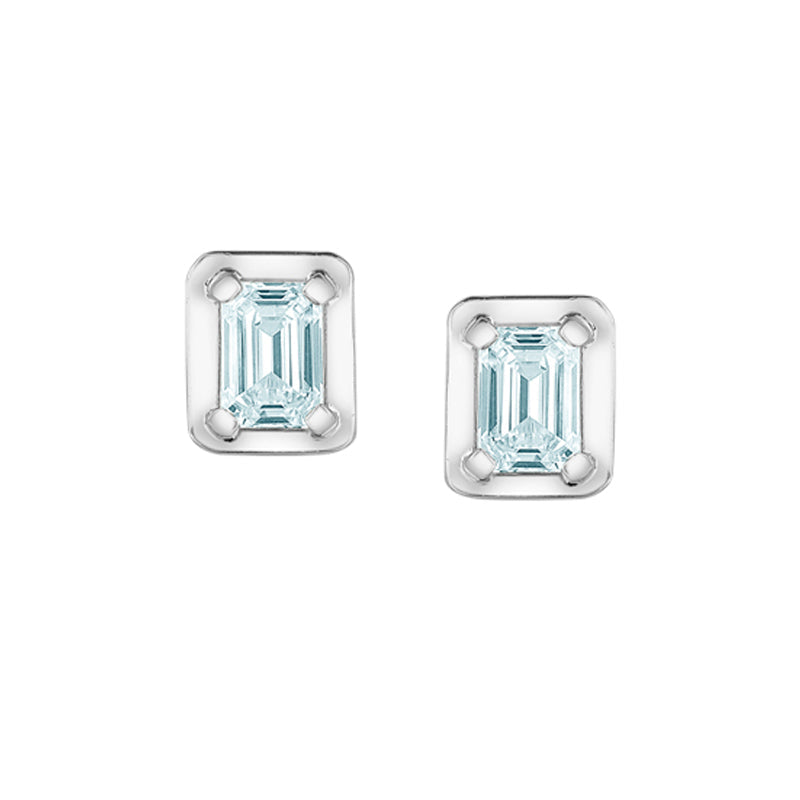 10K White Gold 0.46TTDW Lab Diamond Solitaire Emerald Cut Earrings