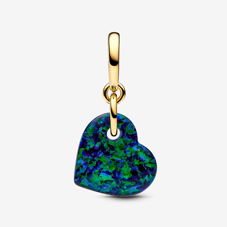 Pandora Opalescent Green Heart Dangle Charm