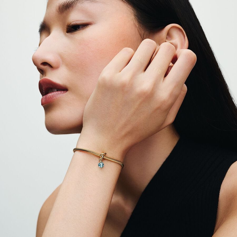 Pandora Faceted Sea Aqua Blue Eternity Circle Dangle Charm