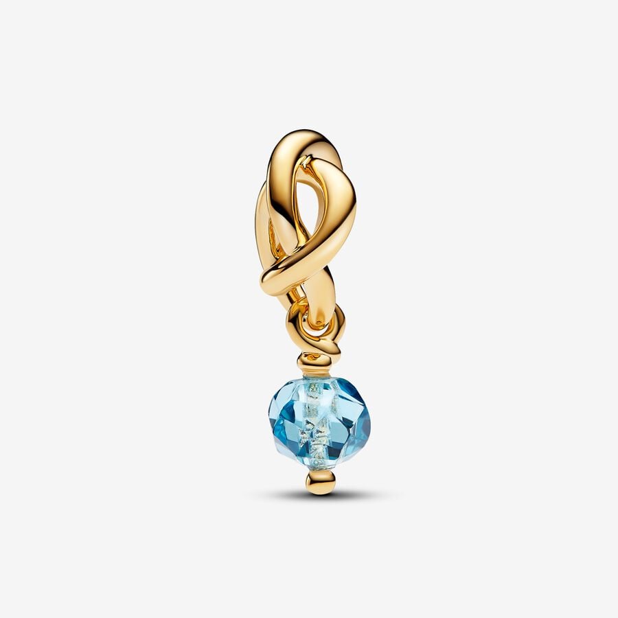 Pandora Faceted Sea Aqua Blue Eternity Circle Dangle Charm