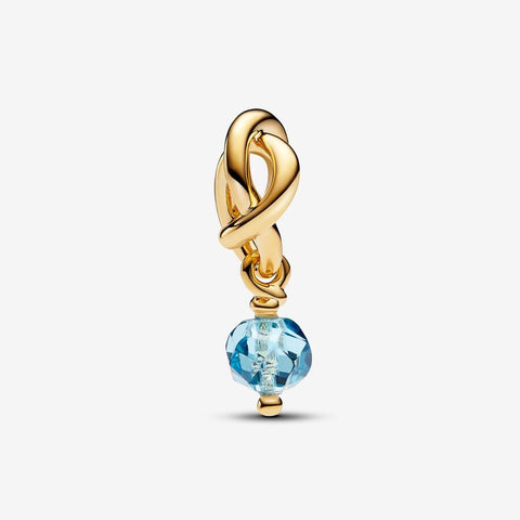 Pandora Faceted Sea Aqua Blue Eternity Circle Dangle Charm