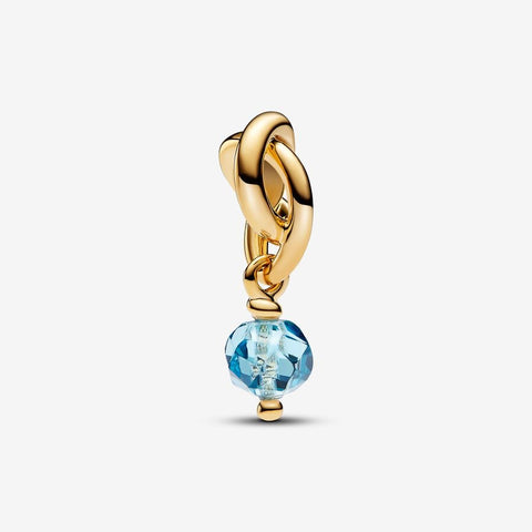 Pandora Faceted Sea Aqua Blue Eternity Circle Dangle Charm