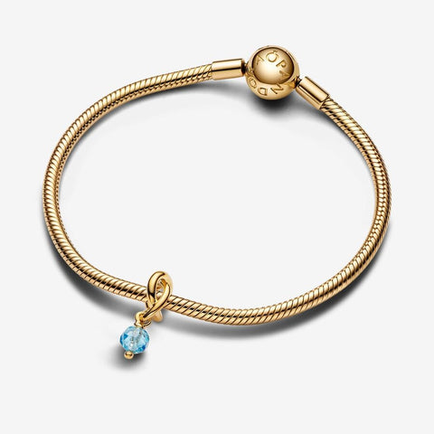Pandora Faceted Sea Aqua Blue Eternity Circle Dangle Charm