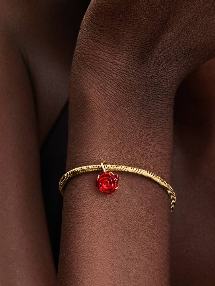 Pandora Disney Beauty and the Beast Enchanted Rose Dangle Charm