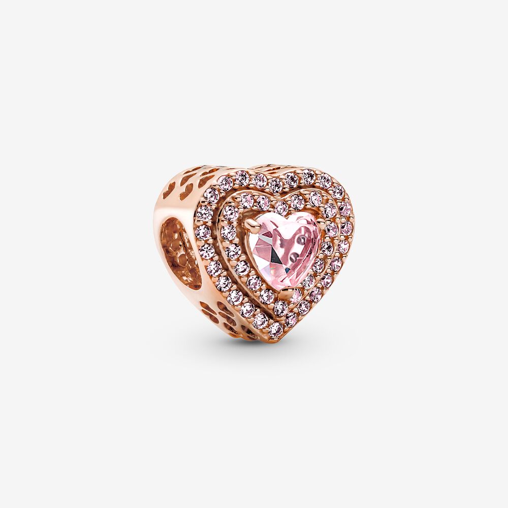 Pandora Sparkling Pink Levelled Heart Charm