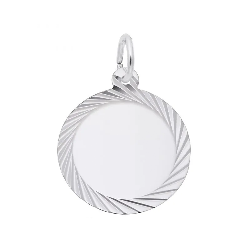 Sterling Silver Small Diamond Faceted Disc Charm
