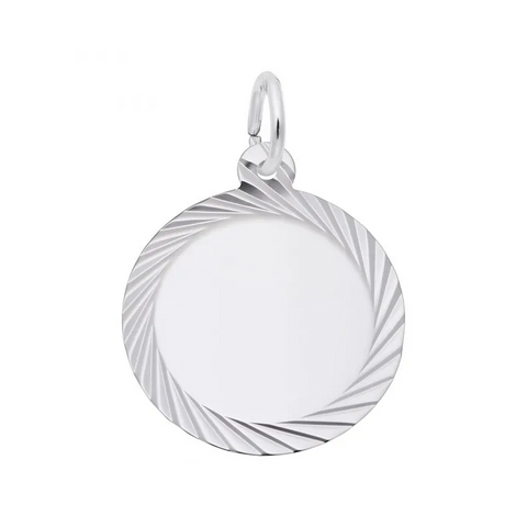 Sterling Silver Small Diamond Faceted Disc Charm