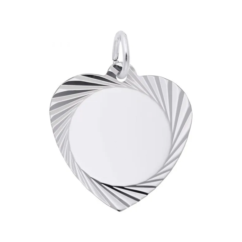 Sterling Silver Medium Diamond Faceted Heart Charm