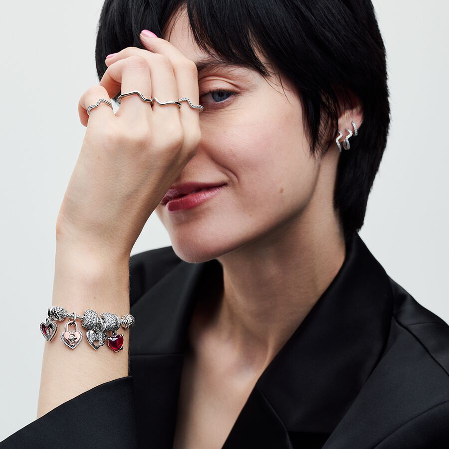 Pandora Splittable Heart &amp; Key Dangle Charm