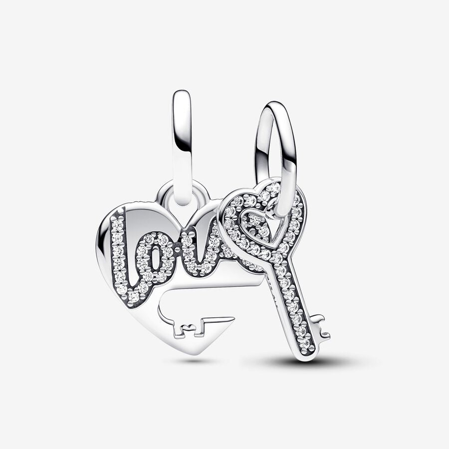 Pandora Splittable Heart &amp; Key Dangle Charm