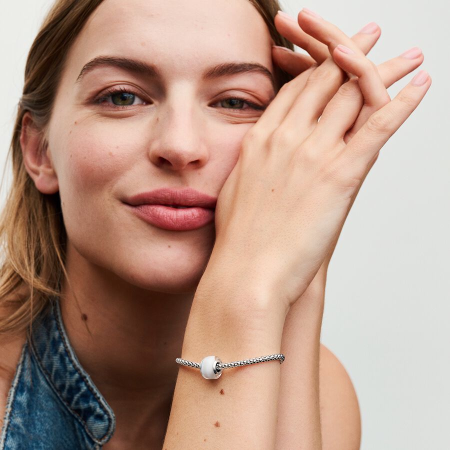 Pandora White Mini Murano Glass Charm