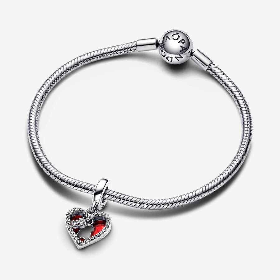 Pandora Red Heart &amp; Keyhole Double Dangle Charm