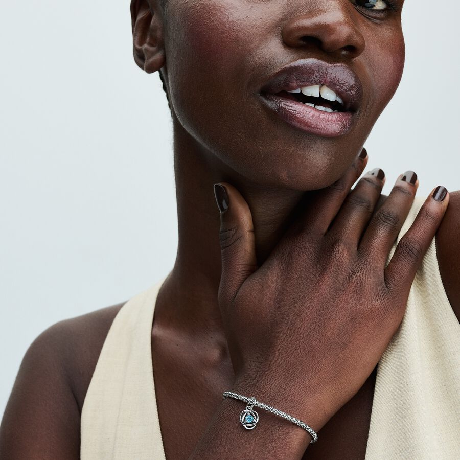 Pandora Sea Aqua Blue Eternity Circle Dangle Charm