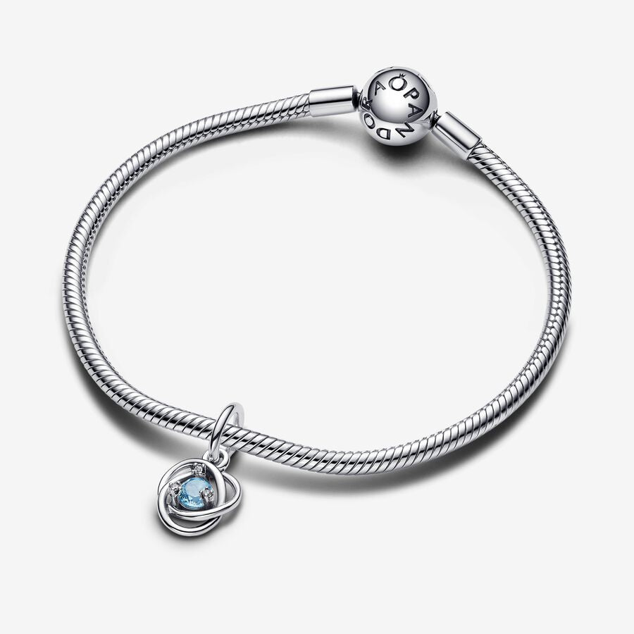 Pandora Sea Aqua Blue Eternity Circle Dangle Charm