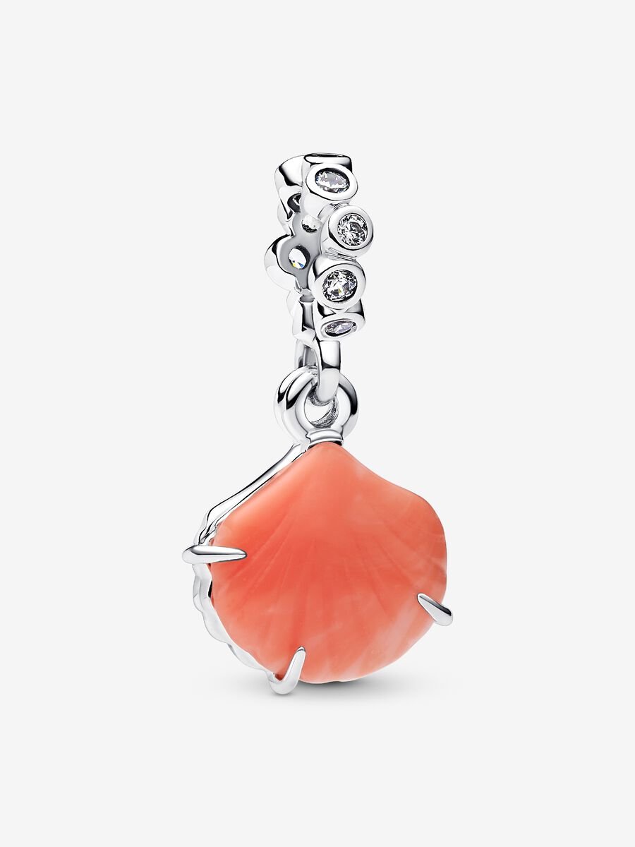 Pandora Coral-coloured Shell Double Dangle Charm