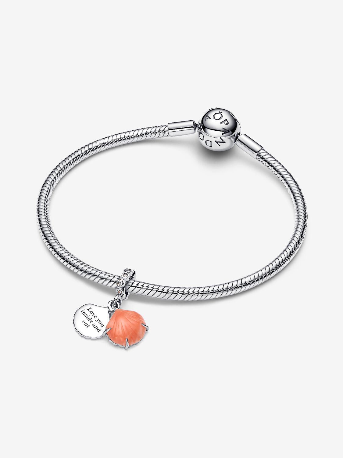 Pandora Coral-coloured Shell Double Dangle Charm