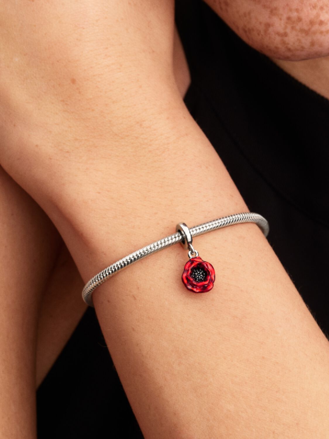 Pandora Red Flower Dangle Charm