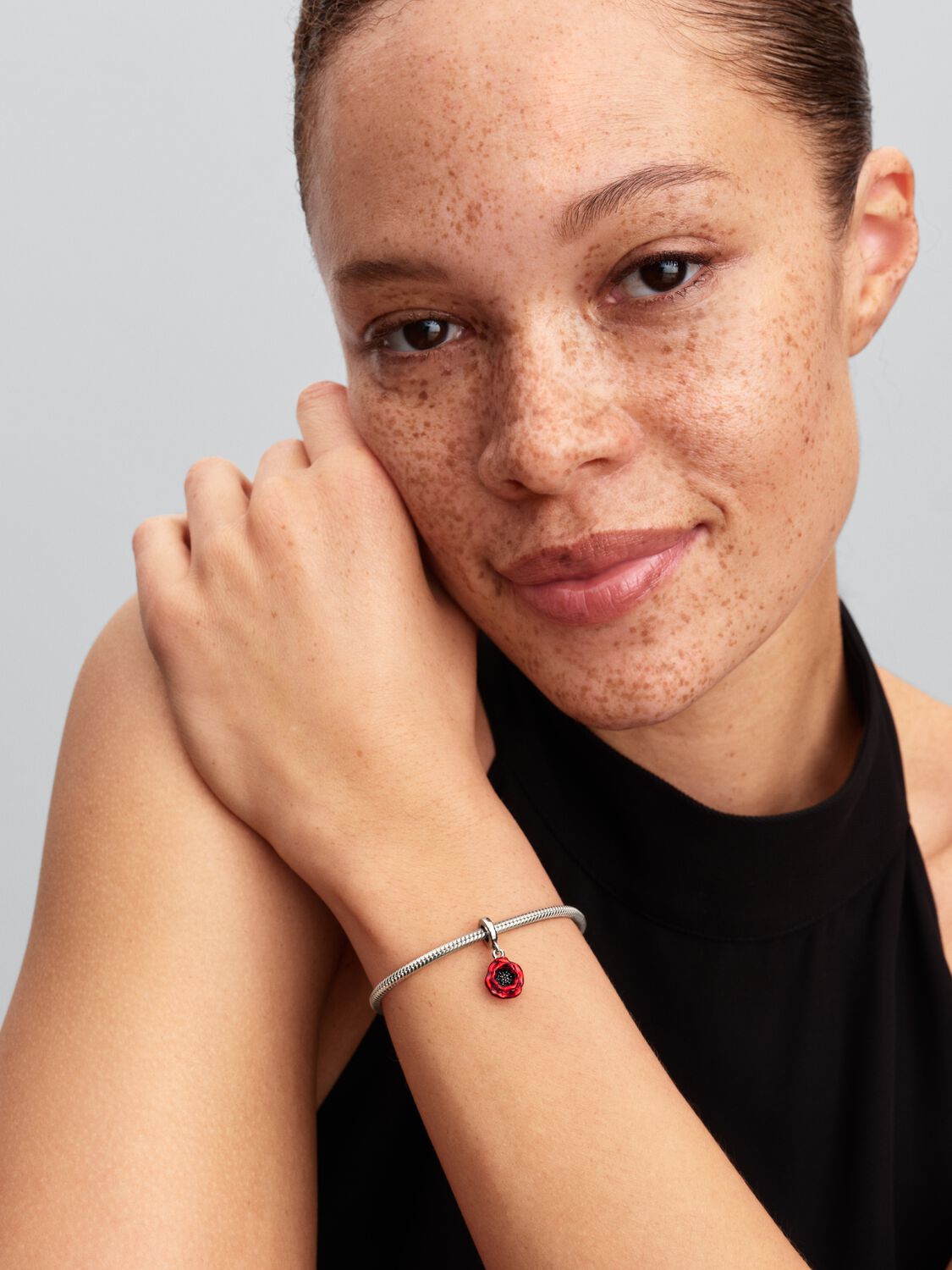 Pandora Red Flower Dangle Charm