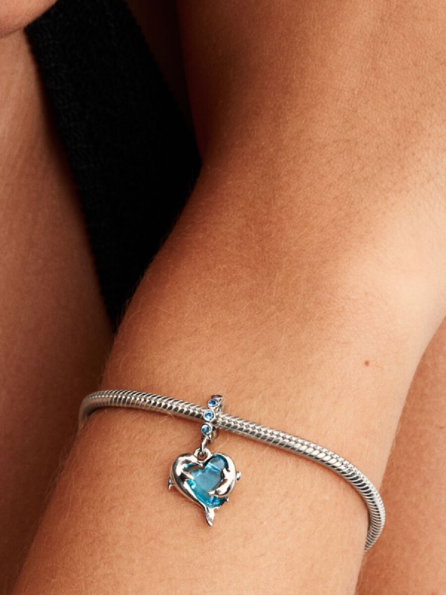 Pandora Blue Murano Glass Dolphins Dangle Charm