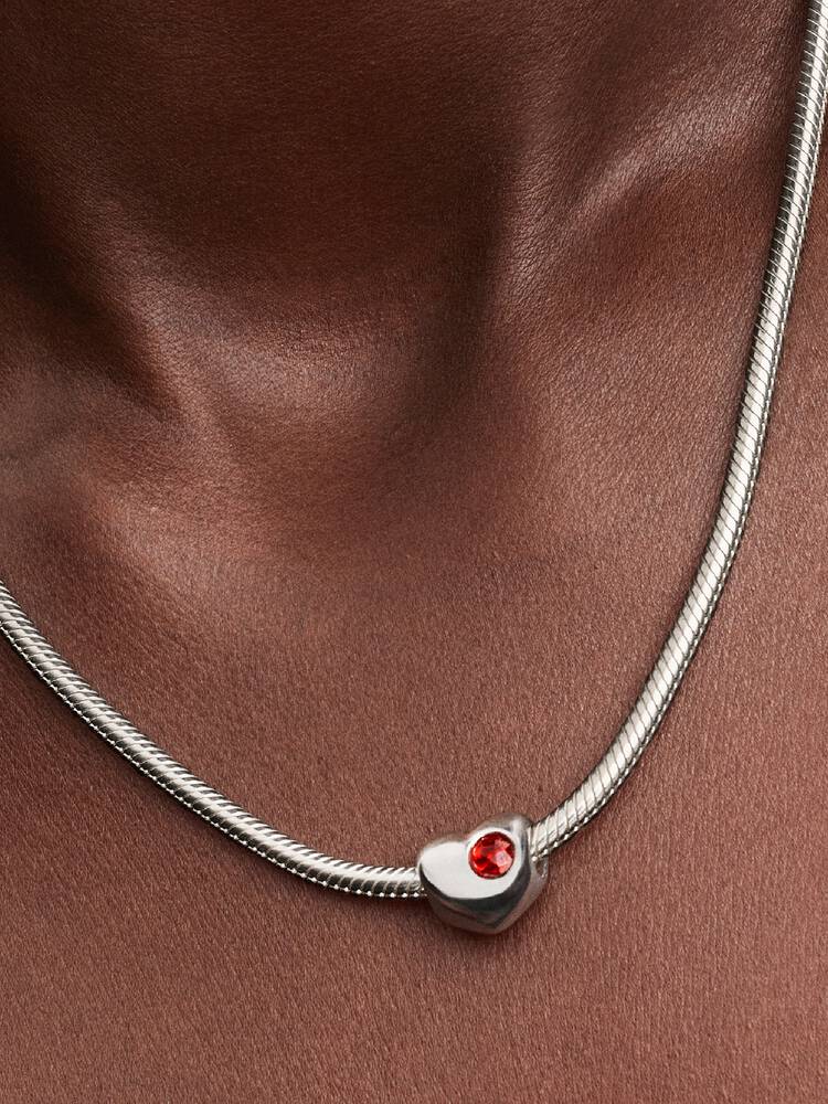 Pandora Engravable Red Stone Heart Charm