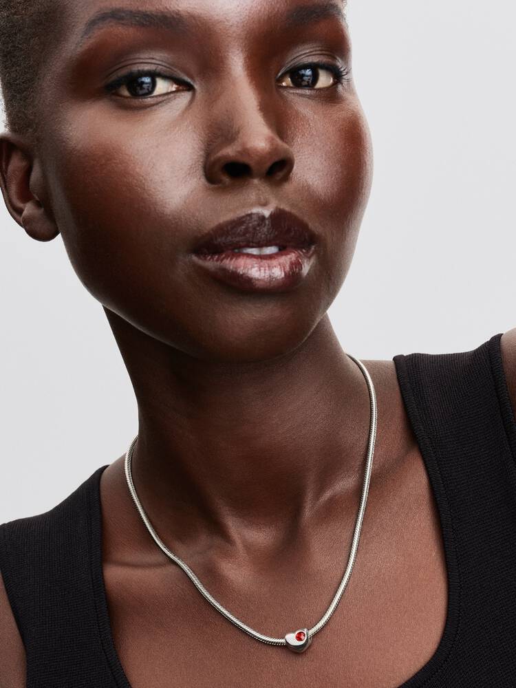 Pandora Engravable Red Stone Heart Charm