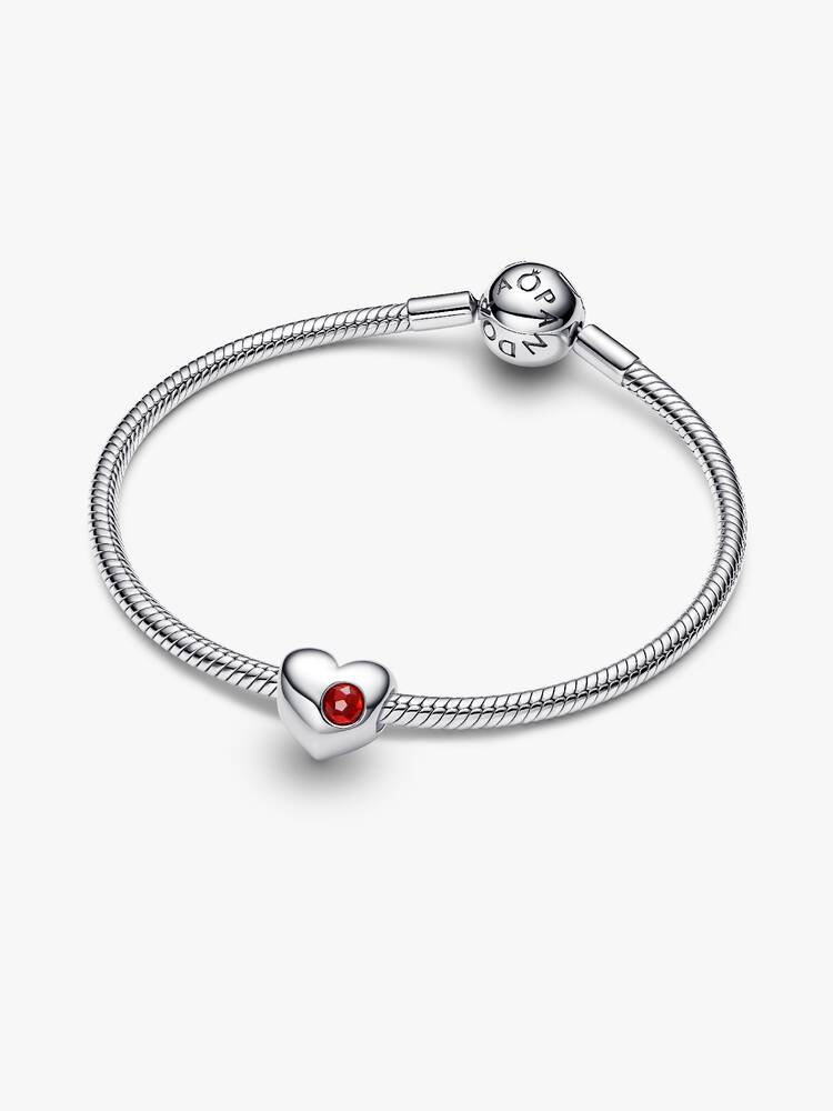 Pandora Engravable Red Stone Heart Charm