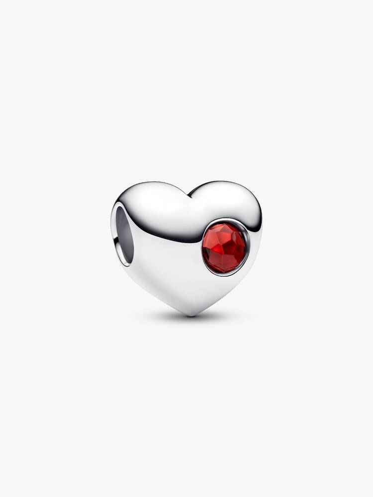 Pandora Engravable Red Stone Heart Charm