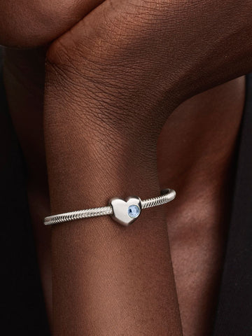 Pandora Engravable Sea Aqua Blue Stone Heart Charm
