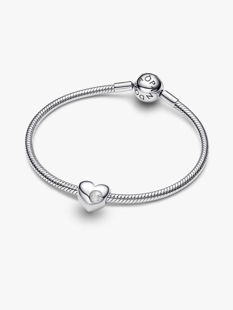 Pandora Engravable Clear Stone Heart Charm