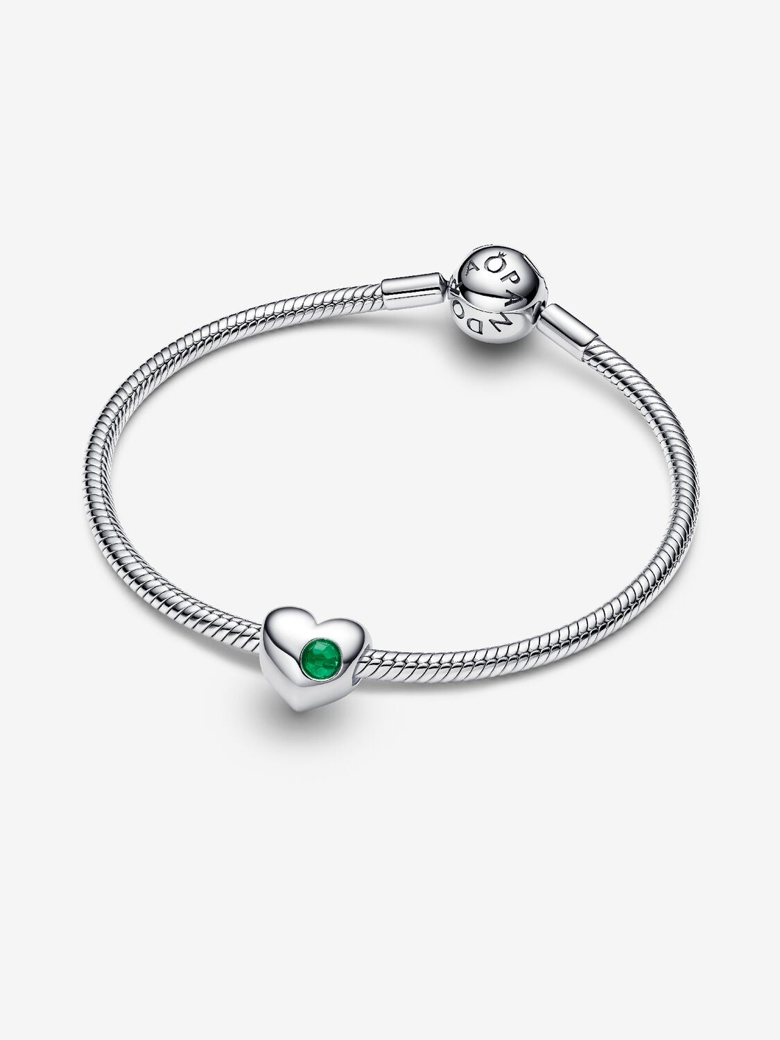 Pandora Engravable Green Stone Heart Charm