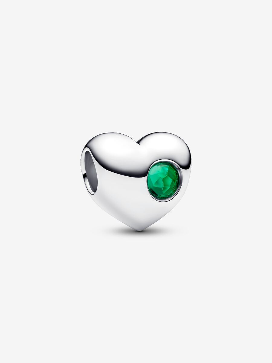 Pandora Engravable Green Stone Heart Charm