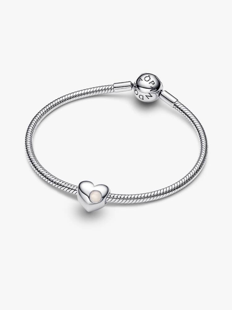 Pandora Engravable White Stone Heart Charm