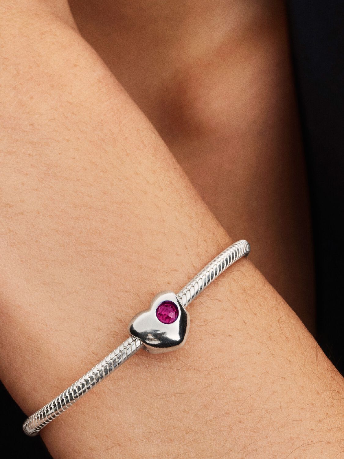 Pandora Engravable True Red Stone Heart Charm