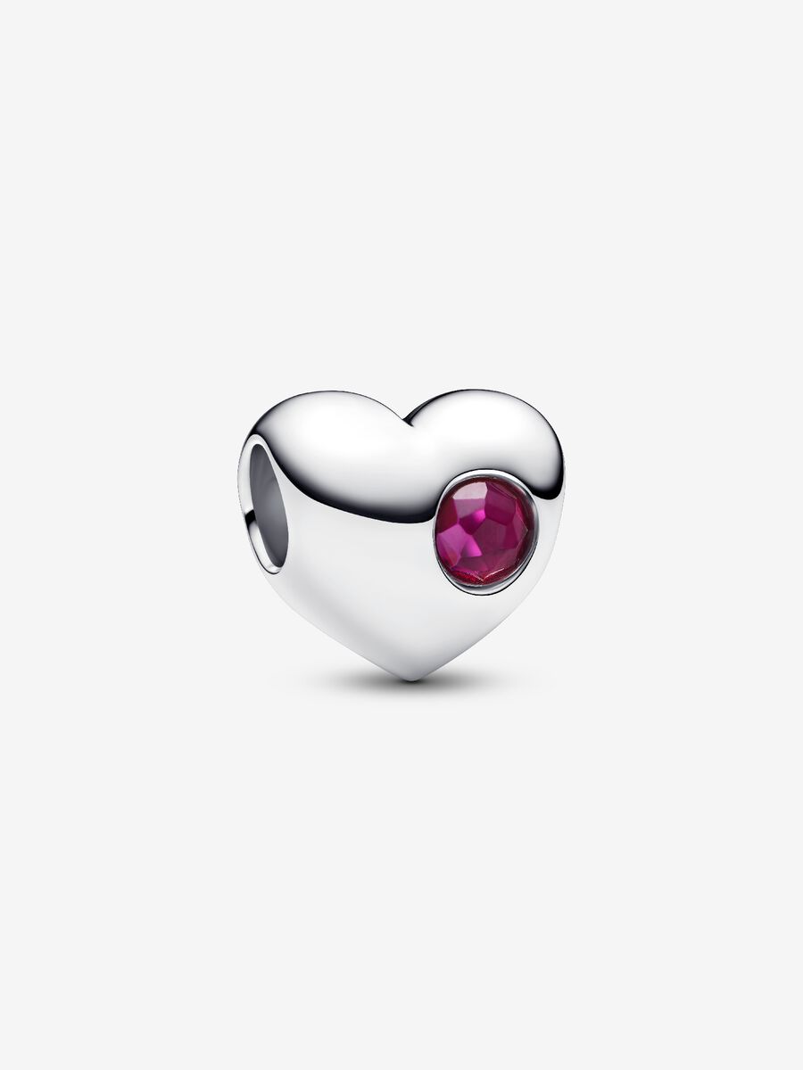 Pandora Engravable True Red Stone Heart Charm