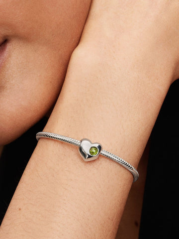 Pandora Engravable Spring Green Stone Heart Charm