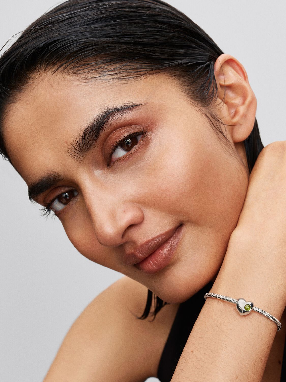 Pandora Engravable Spring Green Stone Heart Charm