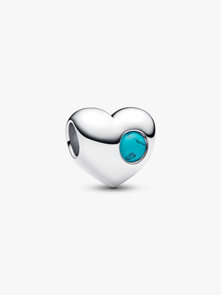 Pandora Engravable December Turquoise Blue Stone Heart Charm