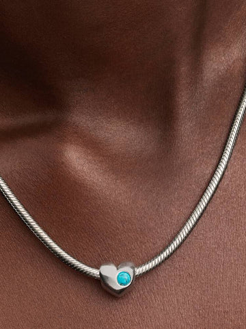 Pandora Engravable December Turquoise Blue Stone Heart Charm