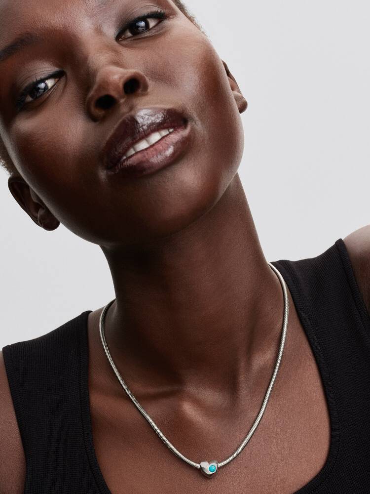 Pandora Engravable December Turquoise Blue Stone Heart Charm